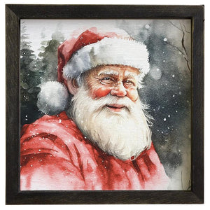 Watercolor Santa - Rustic Frame