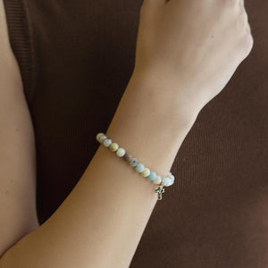 Lenny & Eva Bracelet -Symbolic Stones Scripture Cross Bracelet Amazonite