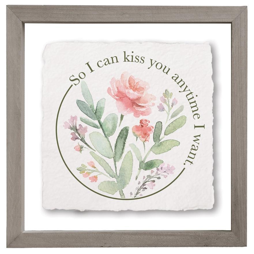 Kiss You Anytime Flowers - Floating Art Square