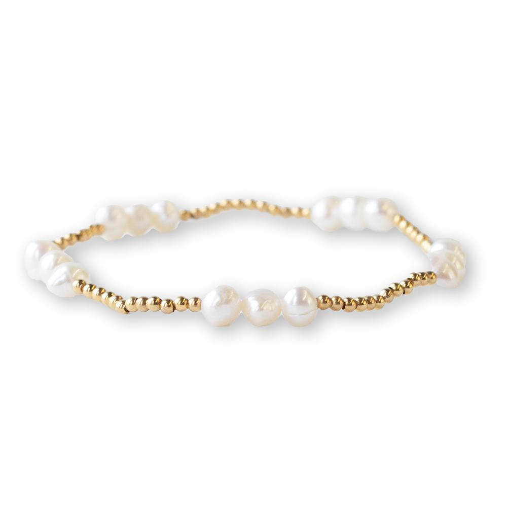 Lenny & Eva Bracelet - Gilded Gold Beaded Trio Freshwater Pearl Bracelet
