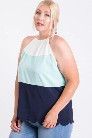 Carmela Color Block Sleeveless Top - Mint