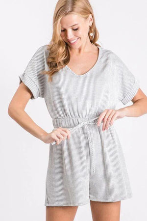 Jazzlyn Textured Knit Romper - Grey