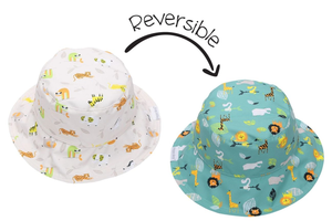 Kids UPF50+ Patterned Sun Hat - Grey Zoo