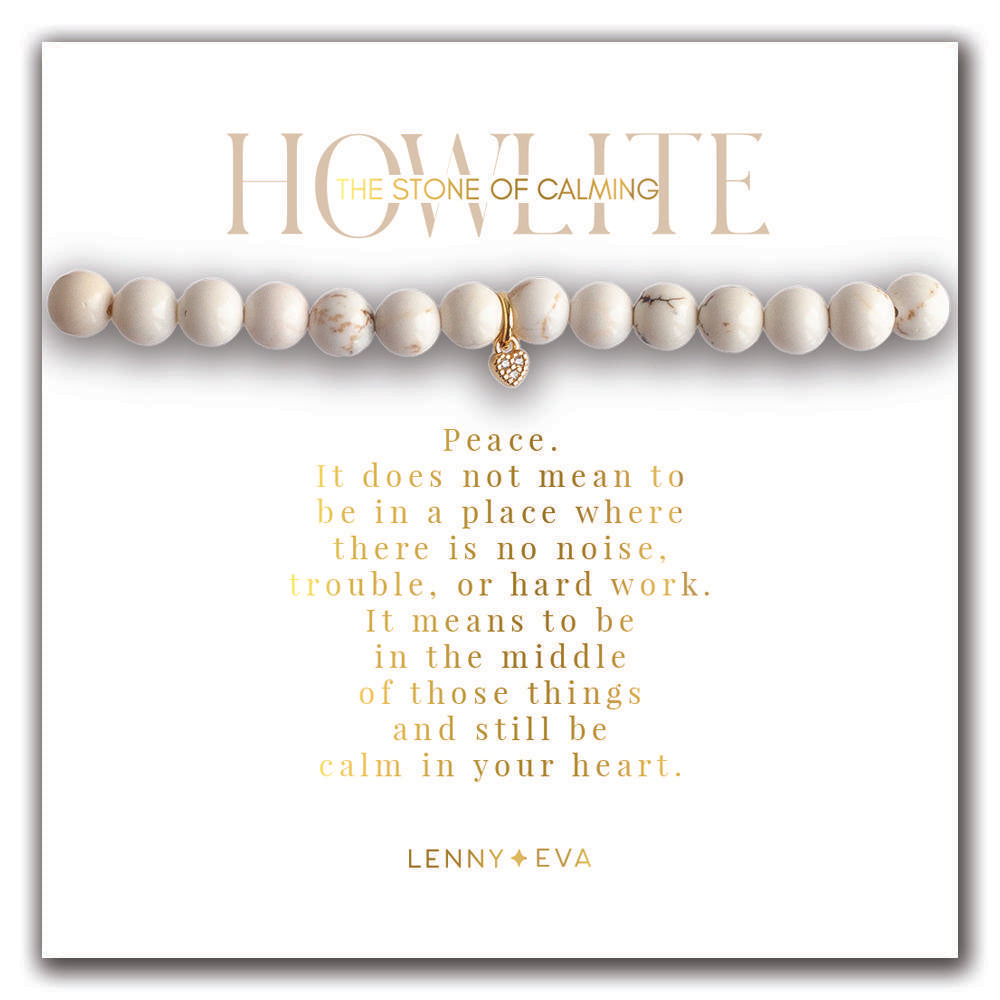 Lenny & Eva Bracelet -Gemstone Heart Bracelet Howlite