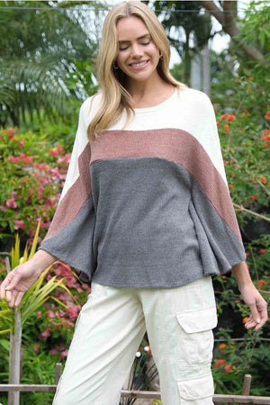 Aspen Color Block Pancho - Olive