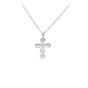 Small Crystal Cross Pendant - Small Cable Chain