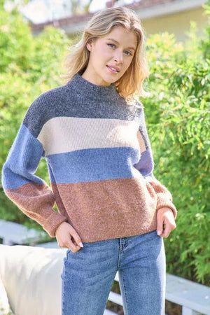 Myrtle Color Block Sweater - Charcoal