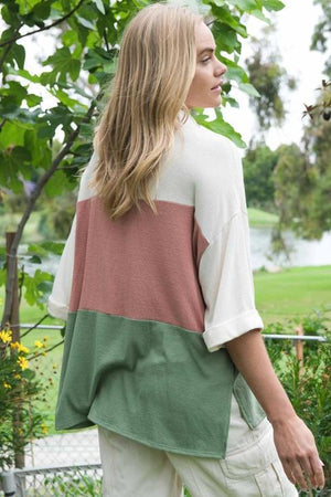 Austin Color Block Tunic - Salmon