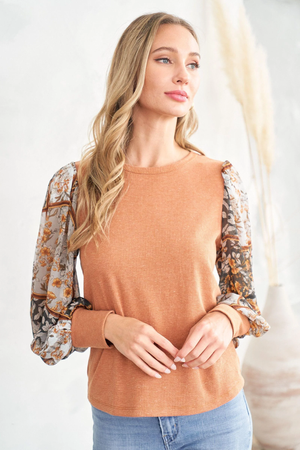 Jackie Printed Blouse - Rust
