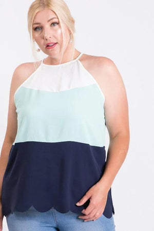 Carmela Color Block Sleeveless Top - Mint