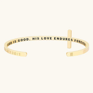 Cross Bracelet - God is Good, His Love Endures Forever (Psalm 136:1)