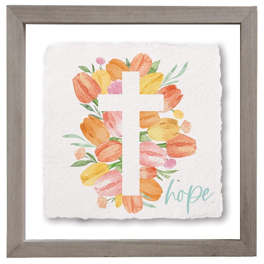 Hope Tulip Cross - Floating Wall Art Square
