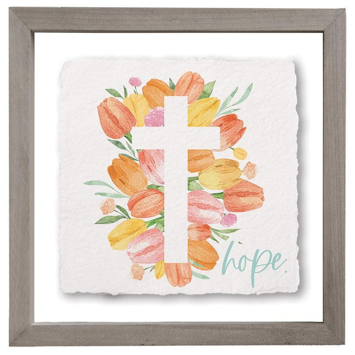 Hope Tulip Cross - Floating Wall Art Square
