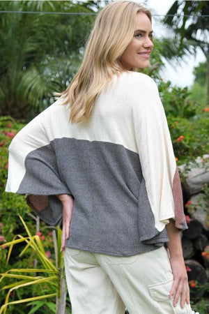 Aspen Color Block Pancho - Olive