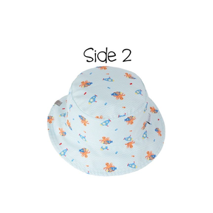 Kids UPF50+ Patterned Sun Hat - Sailboat/Submarine