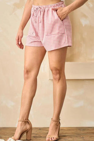 Belle Gingham Pattern Shorts - Pink