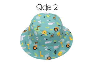 Kids UPF50+ Patterned Sun Hat - Grey Zoo