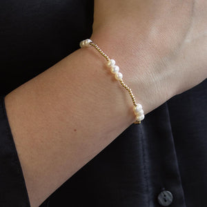 Lenny & Eva Bracelet - Gilded Gold Beaded Trio Freshwater Pearl Bracelet