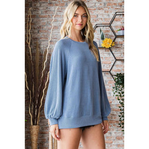 Dakota Two Tone Raglan Pullover - Blue