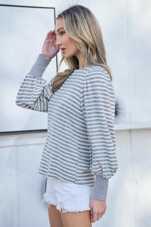 Arizona Brushed Knit Long Sleeve Top - Grey