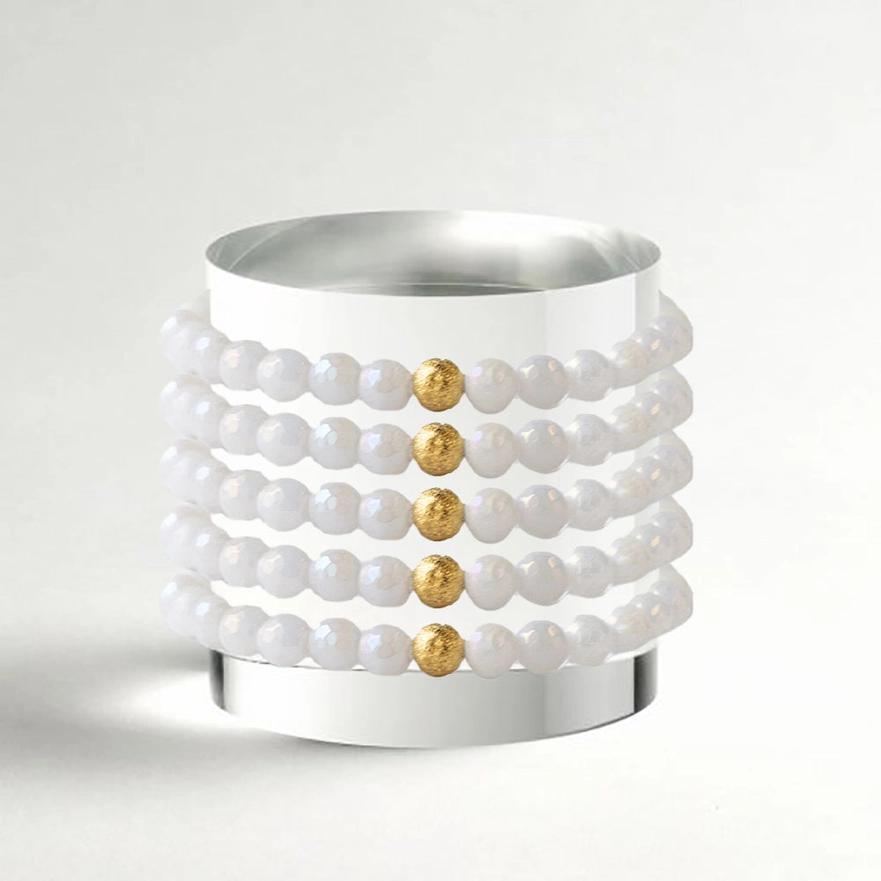 Lenny & Eva Gemstone Bracelet - Faceted White Jade