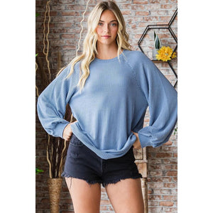 Dakota Two Tone Raglan Pullover - Blue