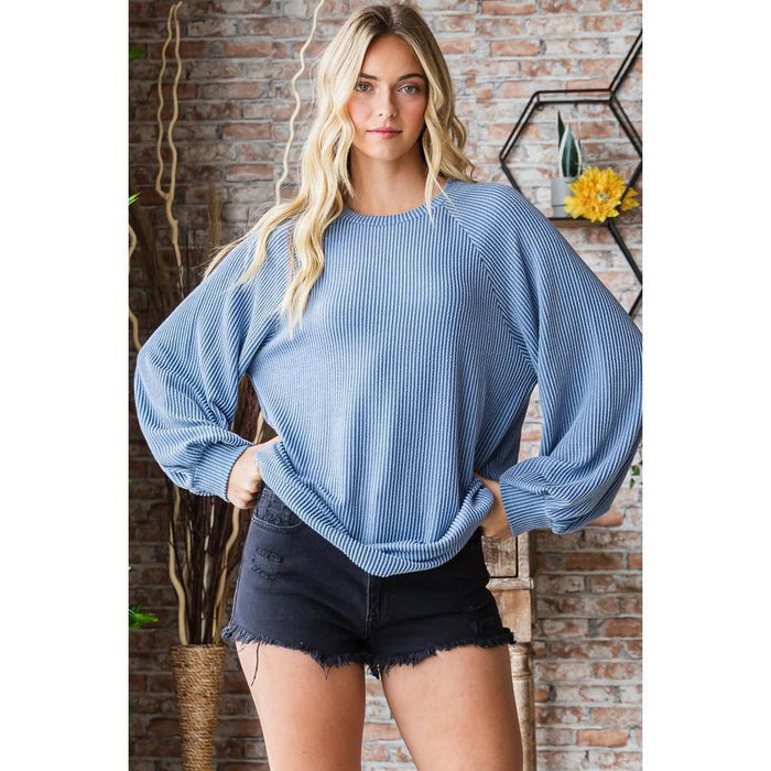 Dakota Two Tone Raglan Pullover - Blue