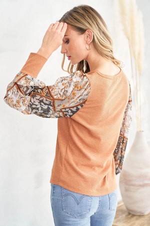 Jackie Printed Blouse - Rust