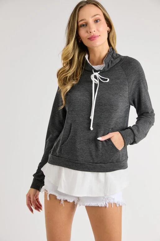 Whimsy Raglan Long Sleeve Top - Charcoal