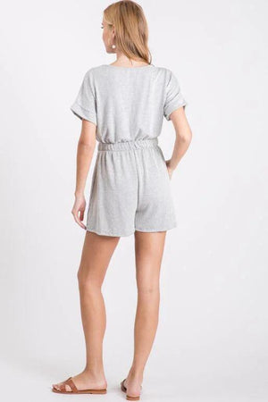 Jazzlyn Textured Knit Romper - Grey