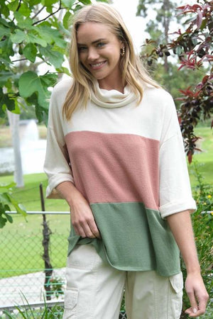 Austin Color Block Tunic - Salmon