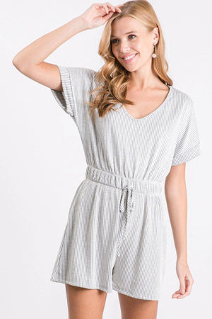 Jazzlyn Textured Knit Romper - Grey