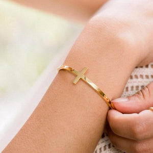 MantraBand Cross Bracelet - She is Clothed With Strength And Dignity