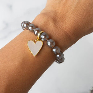 Lenny & Eva Heart Charm - Mother of Pearl