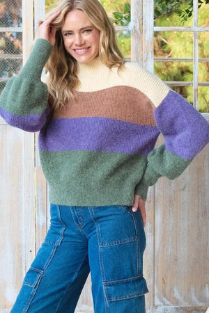 Myrtle Color Block Sweater - Ivory