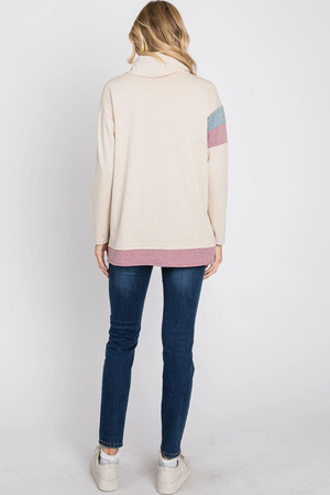Nellie Color Block Knit Top - Oatmeal