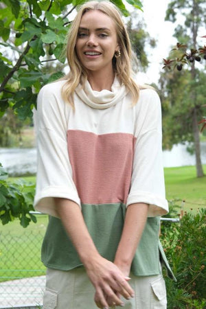 Austin Color Block Tunic - Salmon