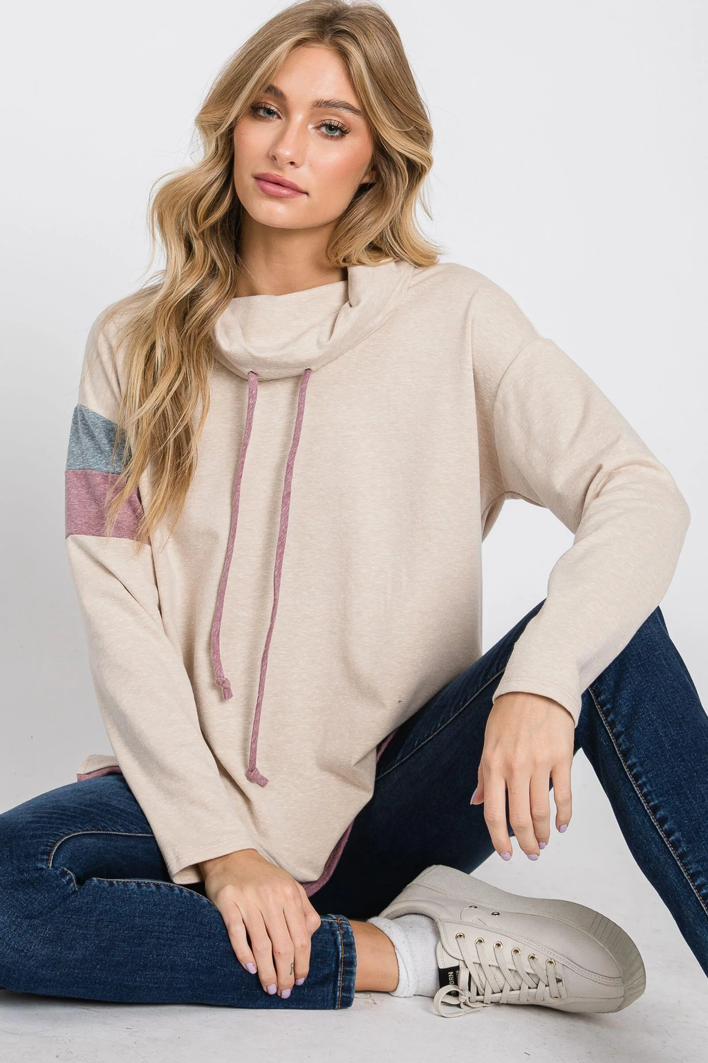 Nellie Color Block Knit Top - Oatmeal