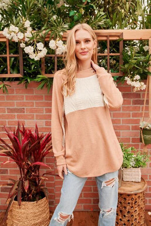 Haute French Terry Long Sleeve Top - Taupe