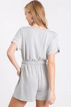 Jazzlyn Textured Knit Romper - Grey