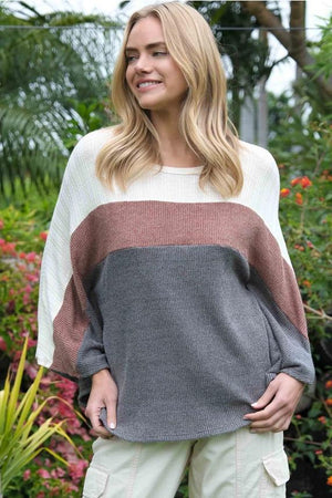 Aspen Color Block Pancho - Olive