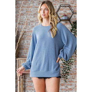 Dakota Two Tone Raglan Pullover - Blue