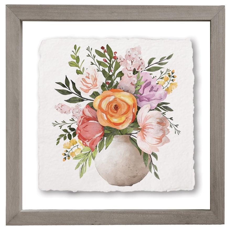 Colorful Floral Pot - Floating Art Square