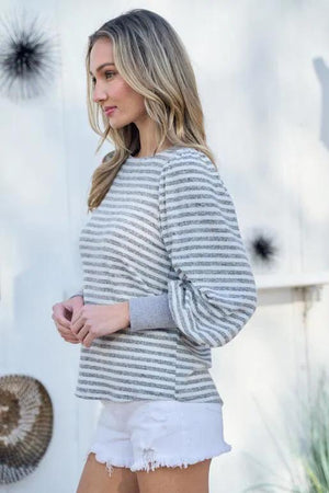 Arizona Brushed Knit Long Sleeve Top - Grey