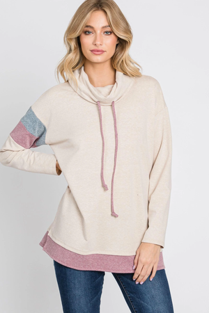 Nellie Color Block Knit Top - Oatmeal