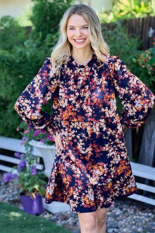 Vita Babydoll Silhouette Dress - Navy