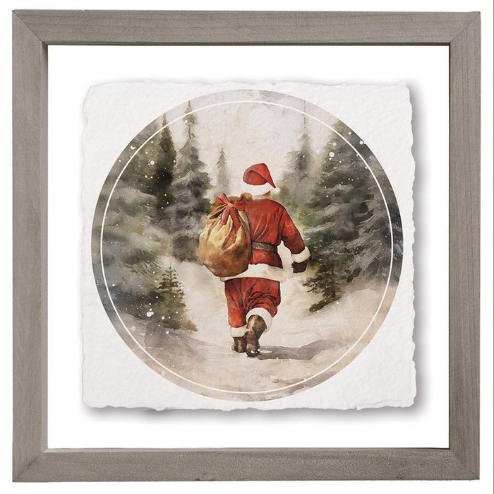 Santa Walking - Floating Wall Art Square