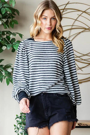 Arizona Brushed Knit Long Sleeve Top - Black