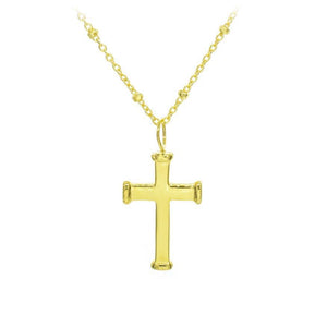 Necklace - Rope End Cross Pendant on Saturn Chain