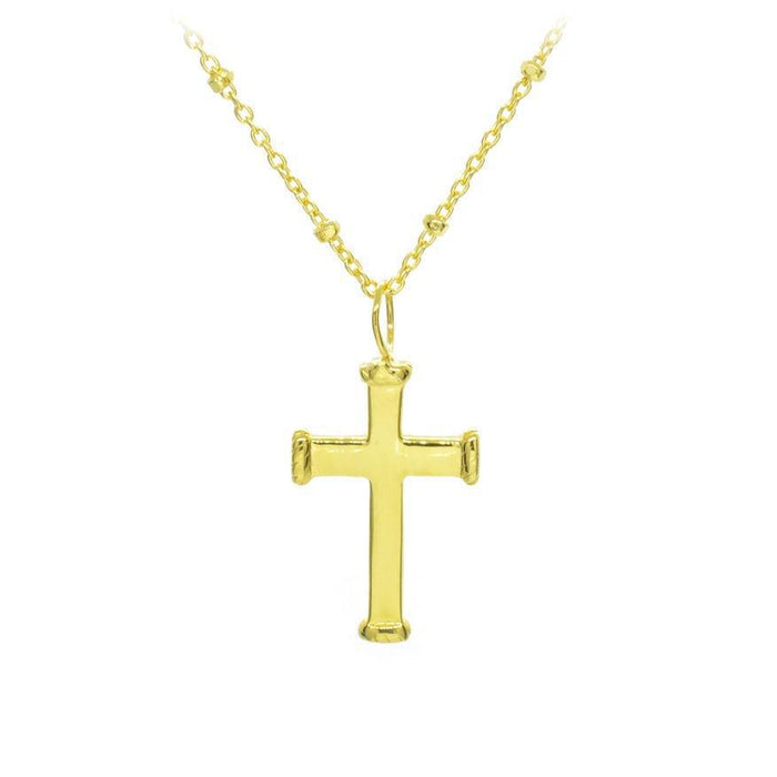 Necklace - Rope End Cross Pendant on Saturn Chain